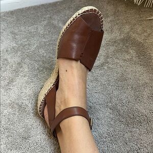 Clarks Tan Leather Espadrille Sandals